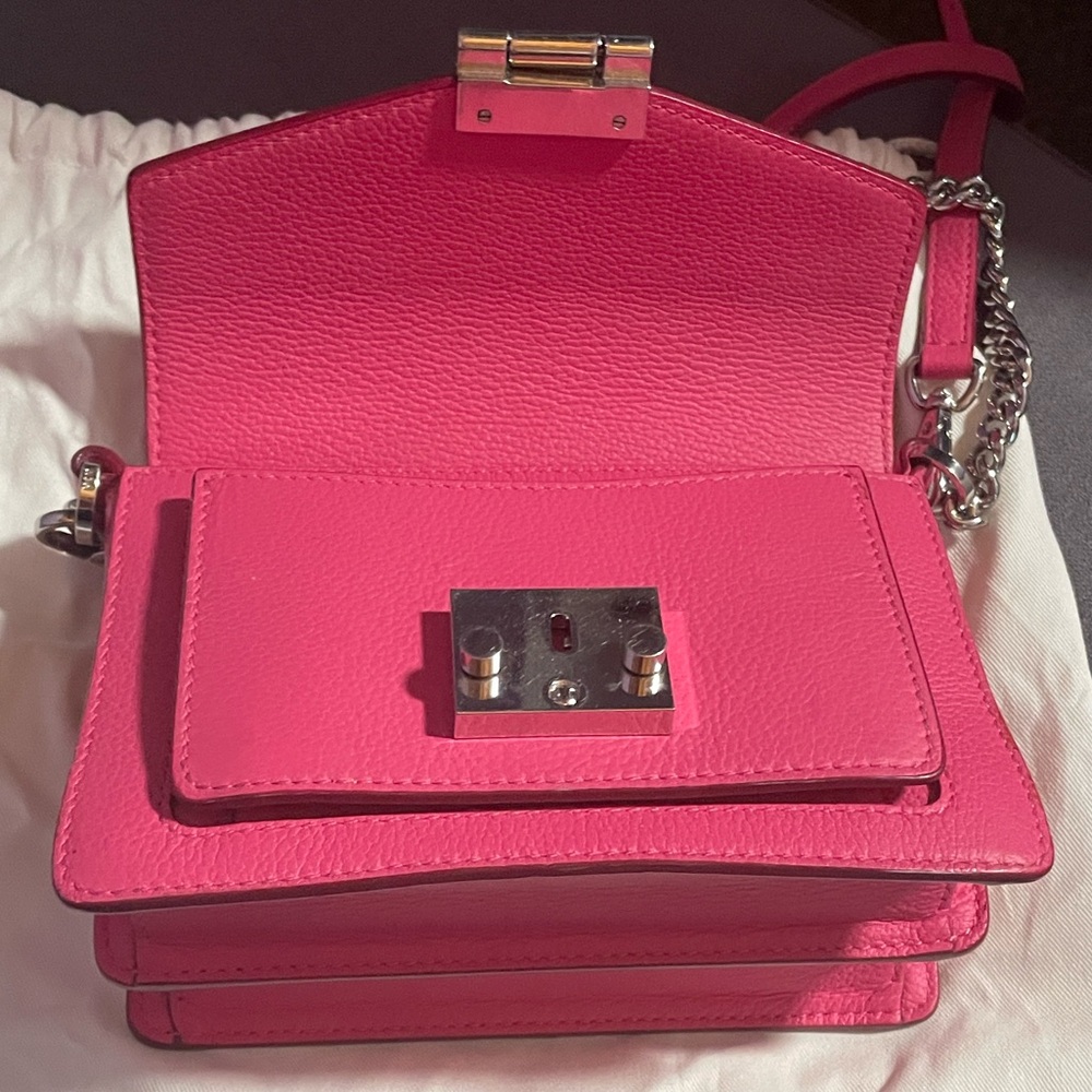 MCM Calfskin Patricia Crossbody Bag Silver Chain Sugar Pink! Limited Edition! - Picture 12 of 15
